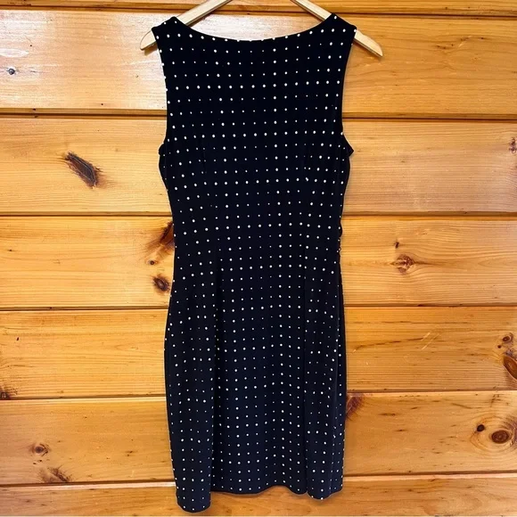 Ann Taylor Polka Dots Sleeveless Round Neck Black White Petite M Lined Dress - Picture 4 of 4